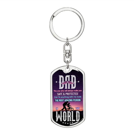 DAD The One Dog Tag Keychain