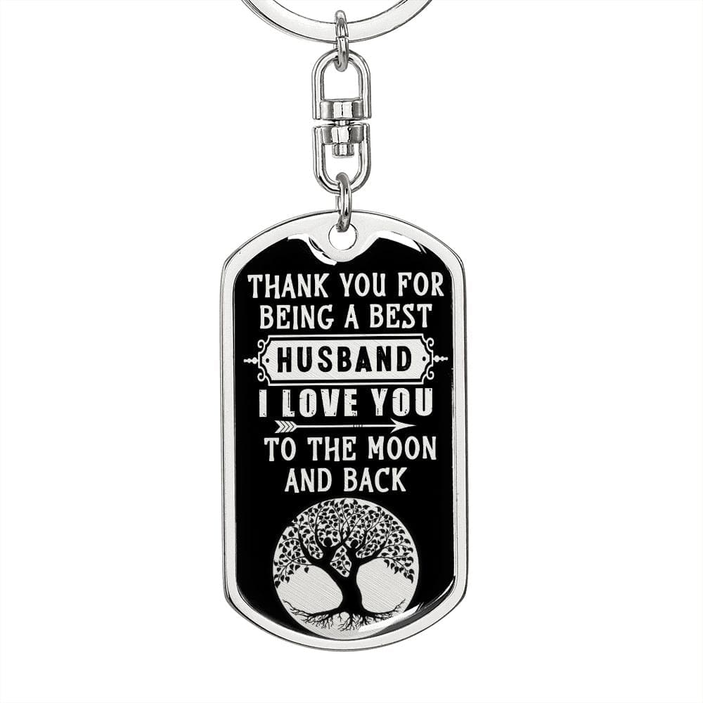 From Wife -Thank You - Dog Tag Keychain