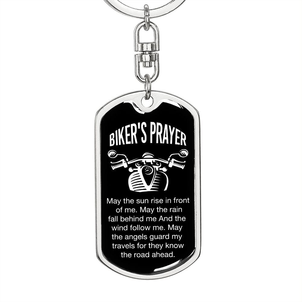 Biker's Prayer-Dog Tag Keychain