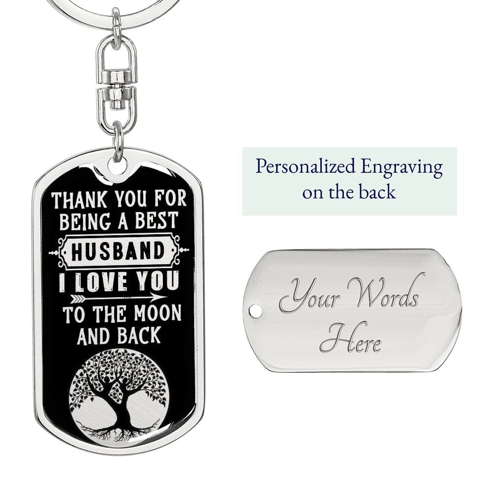 From Wife -Thank You - Dog Tag Keychain