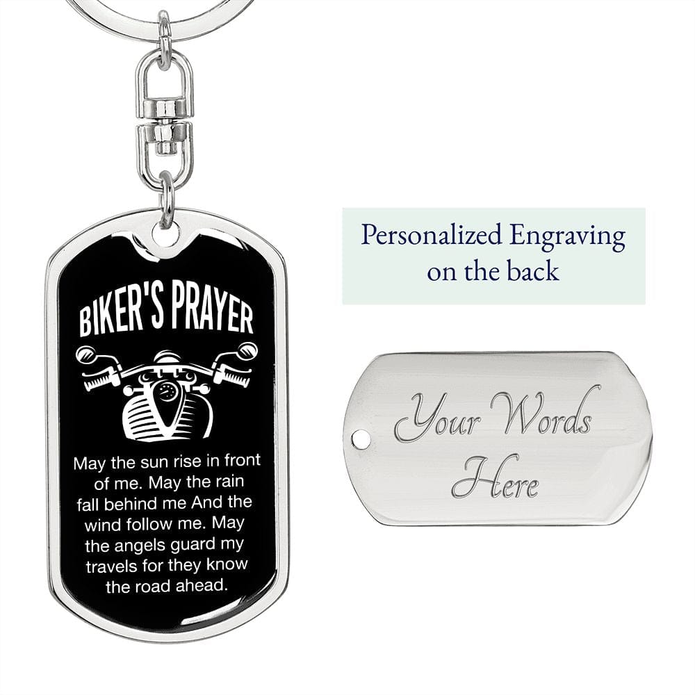 Biker's Prayer-Dog Tag Keychain