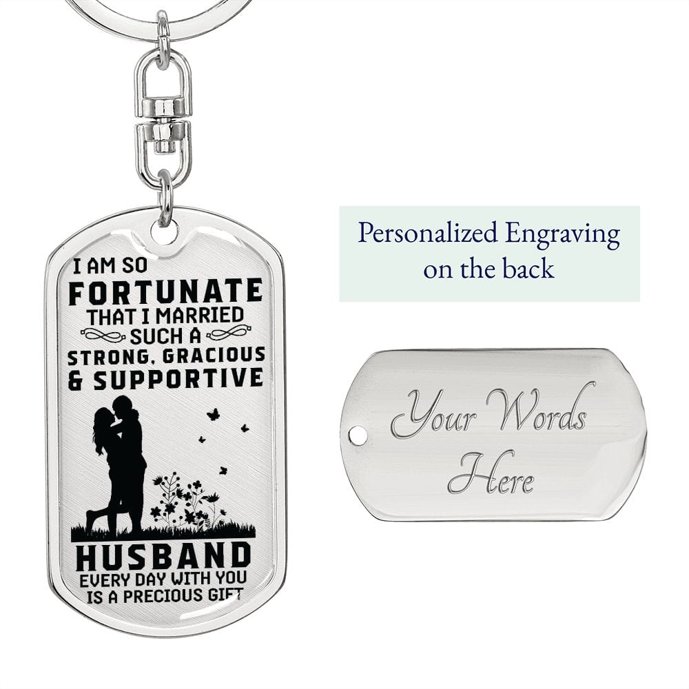 For Husband- Dog Tag Keychain