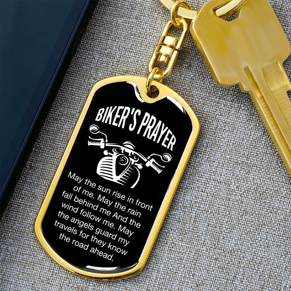 Biker's Prayer-Dog Tag Keychain