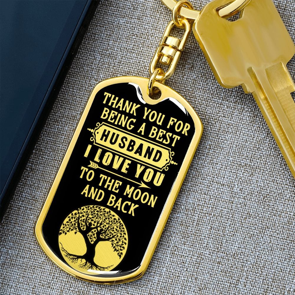 From Wife -Thank You - Dog Tag Keychain