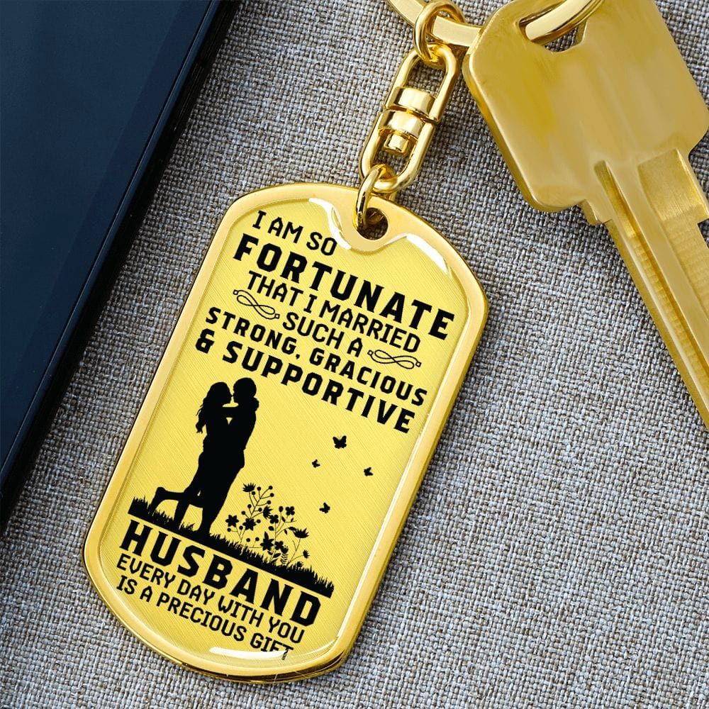 For Husband- Dog Tag Keychain