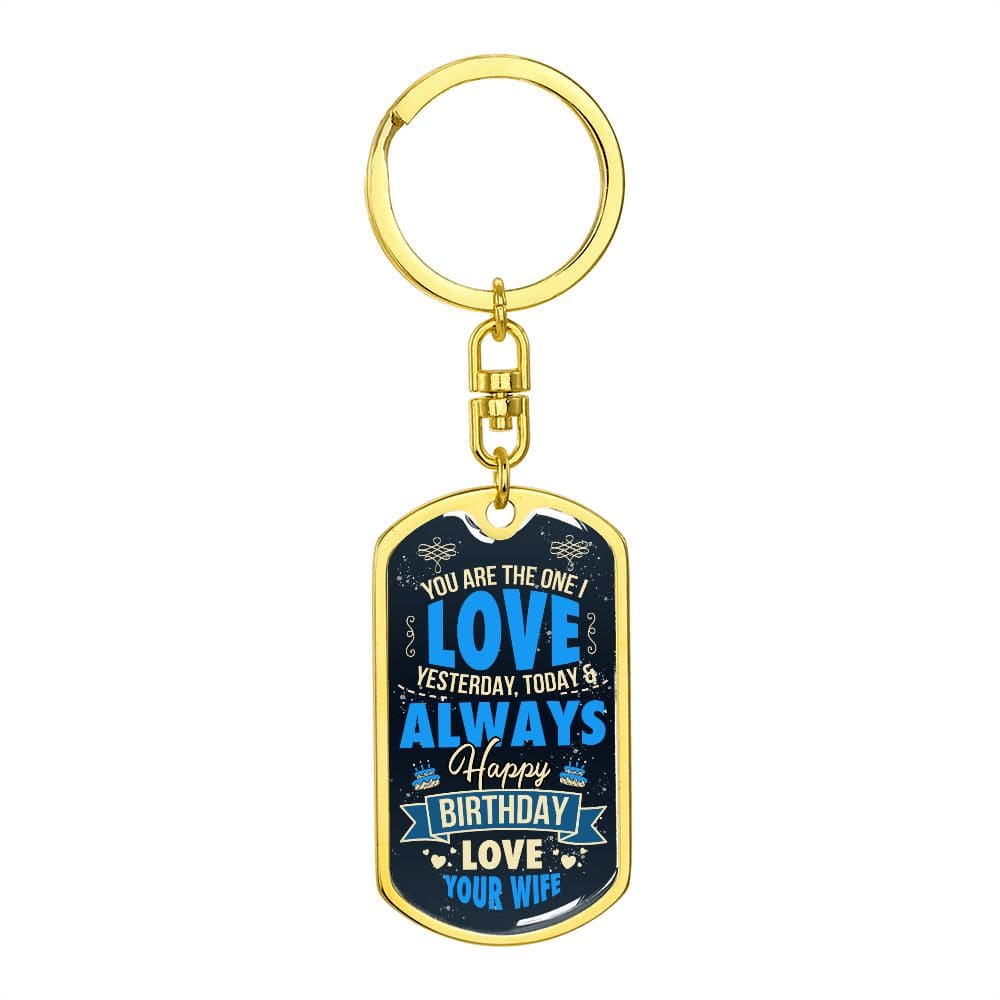 Happy Birthday Dog Tag Keychain