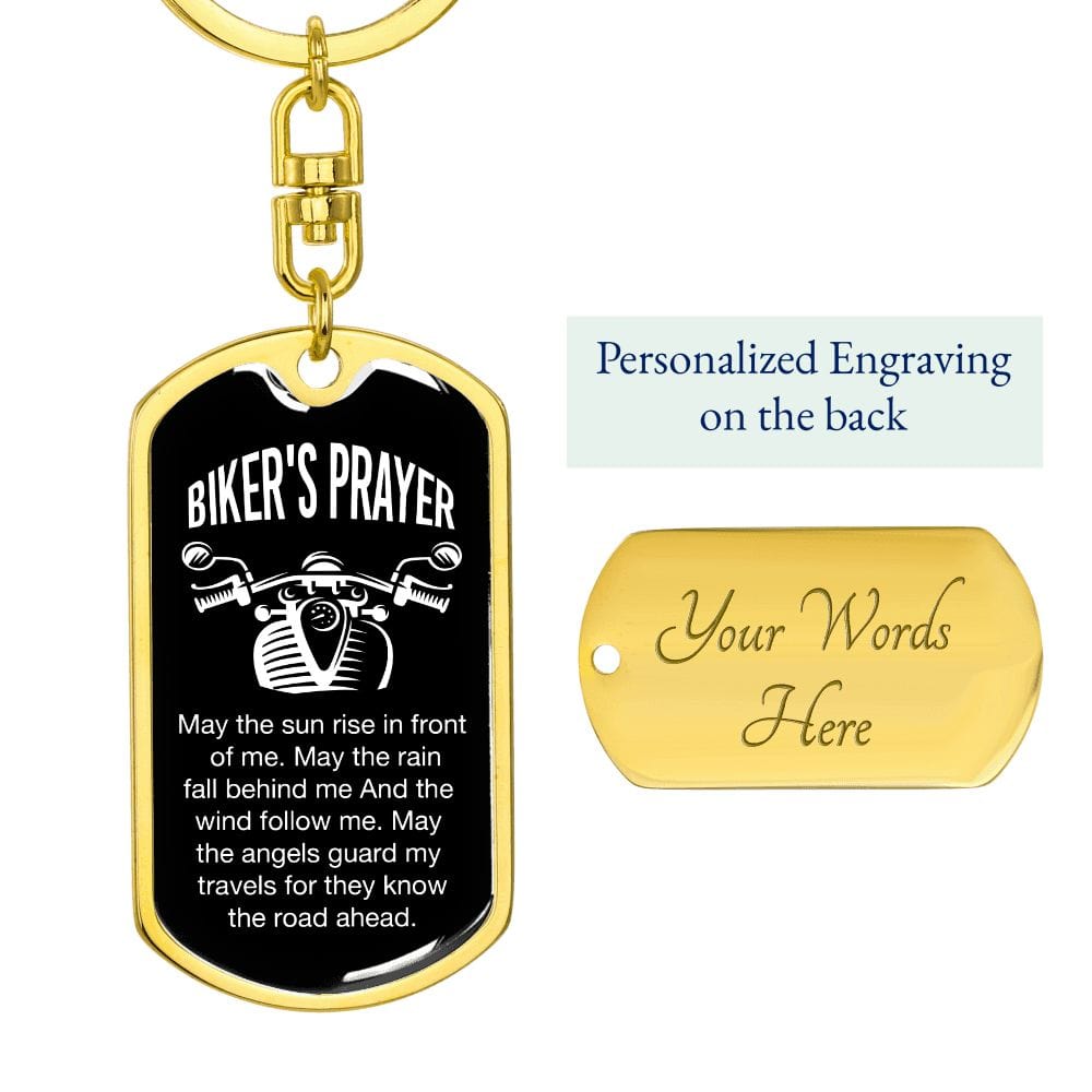 Biker's Prayer-Dog Tag Keychain