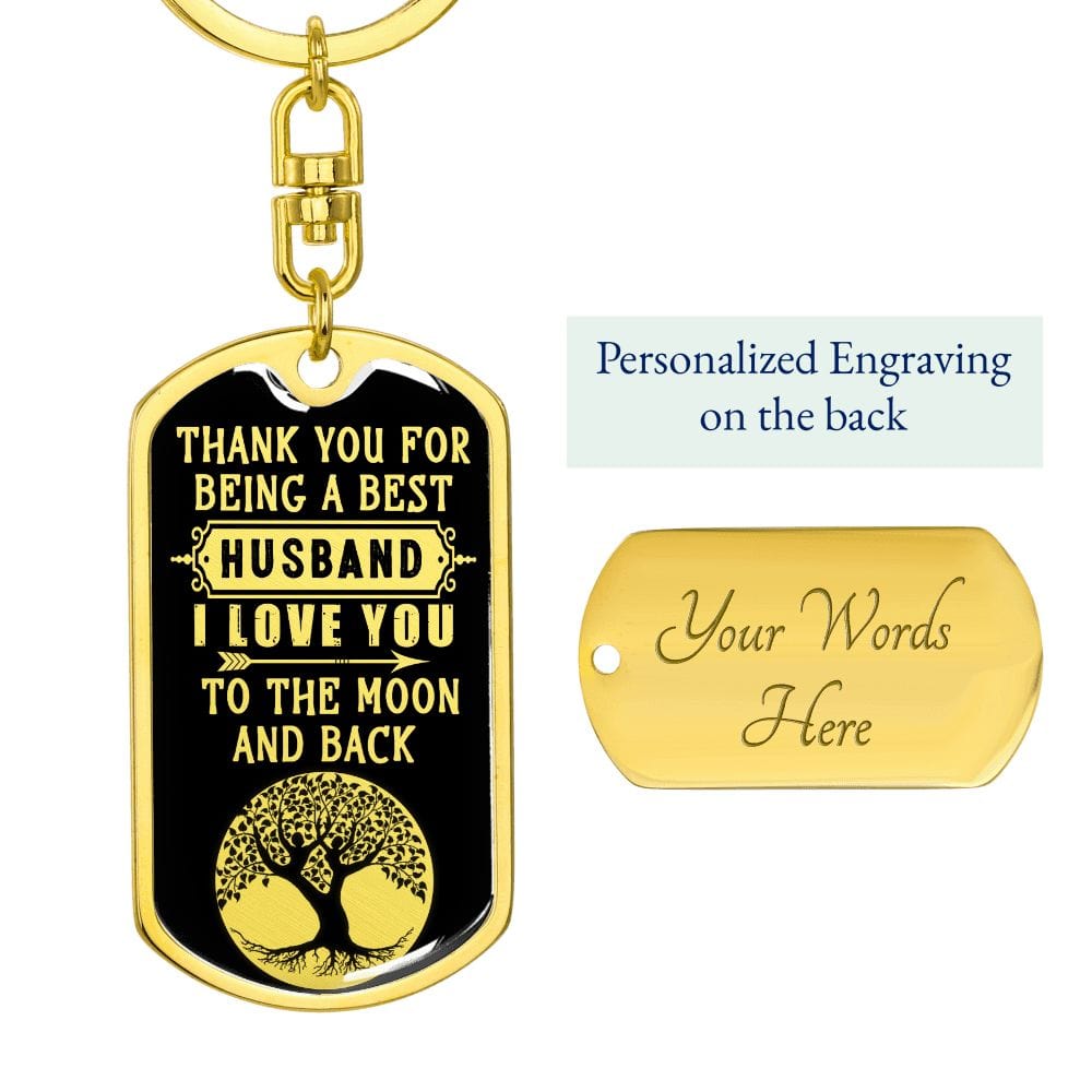 From Wife -Thank You - Dog Tag Keychain