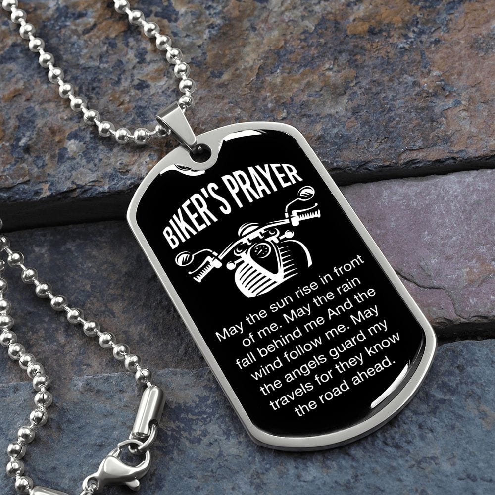 Biker's Prayer Luxury Military-Style Dog Tag And Chain