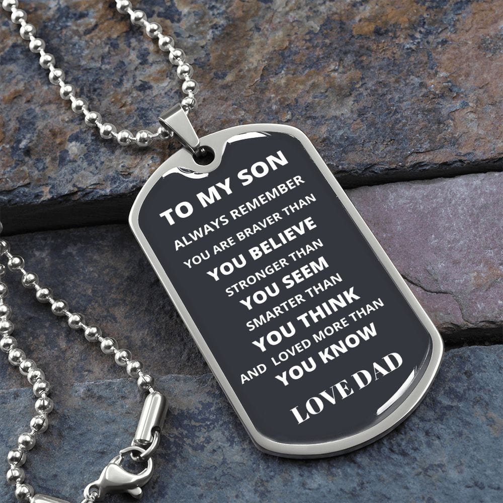 From Dad To Son- Luxury Military-Style Dog Tag And Chain