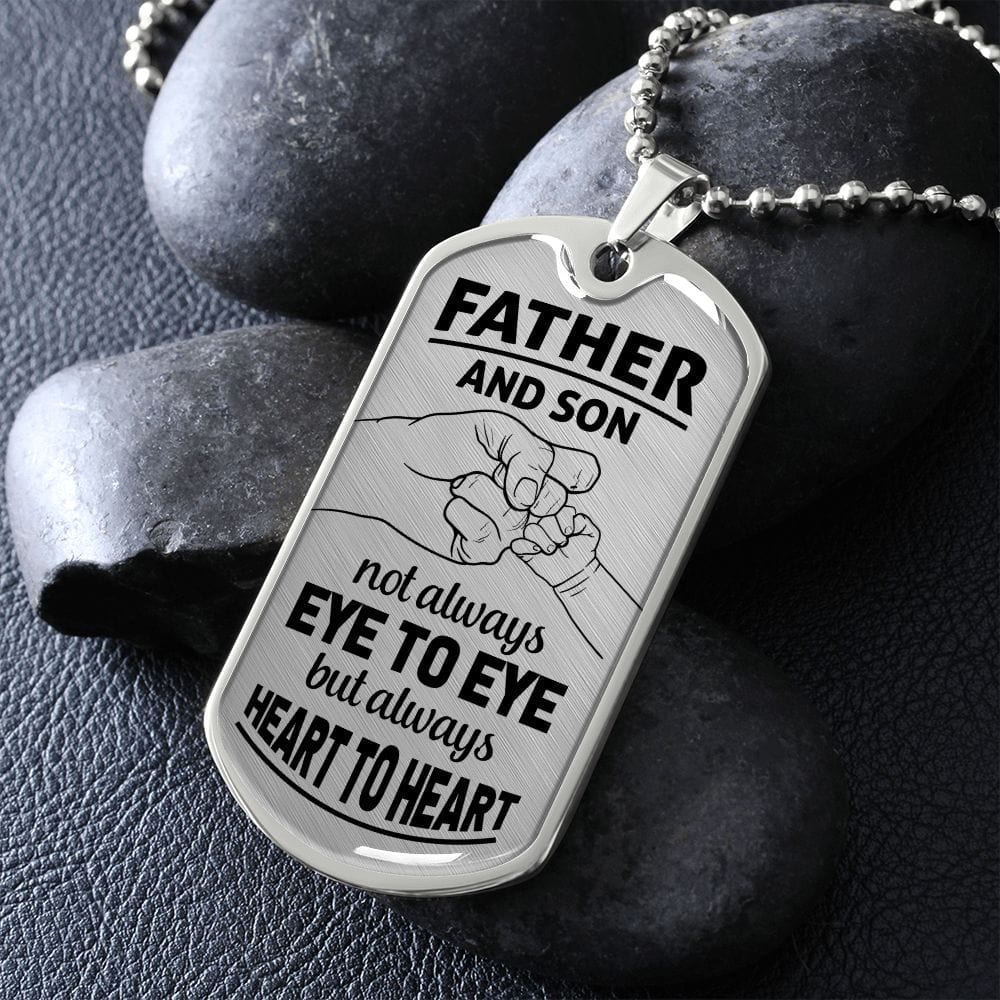 Father And Son, Not Always Eye To Eye- Luxury Military-Style Dog Tag And Chain