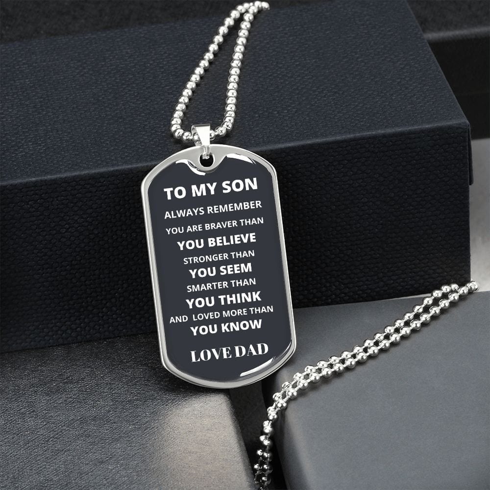 From Dad To Son- Luxury Military-Style Dog Tag And Chain