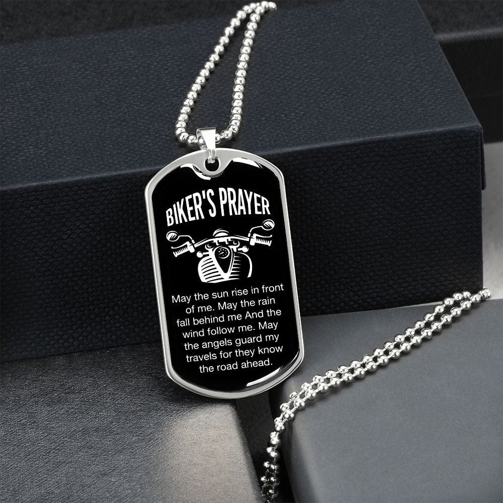 Biker's Prayer Luxury Military-Style Dog Tag And Chain