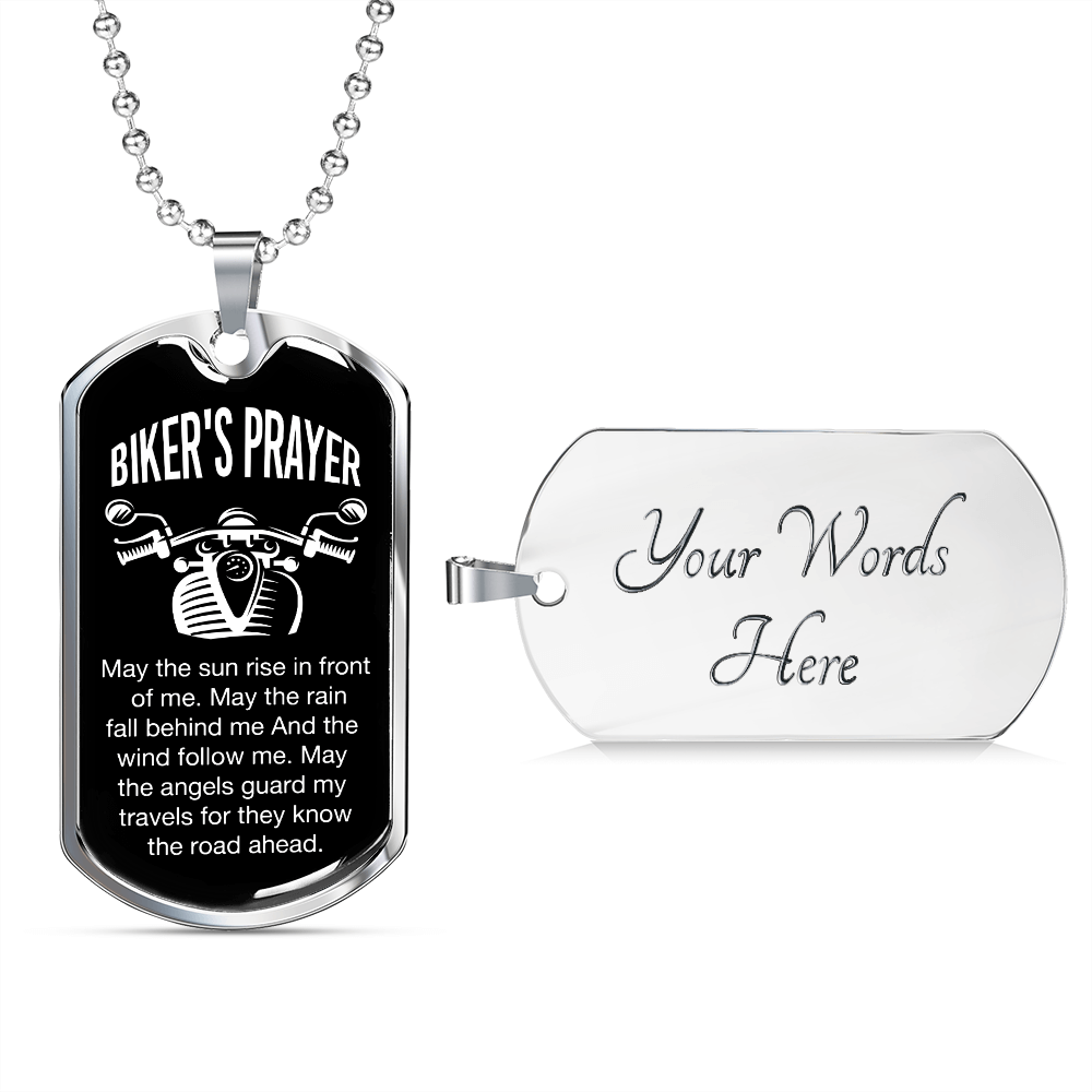 Biker's Prayer Luxury Military-Style Dog Tag And Chain