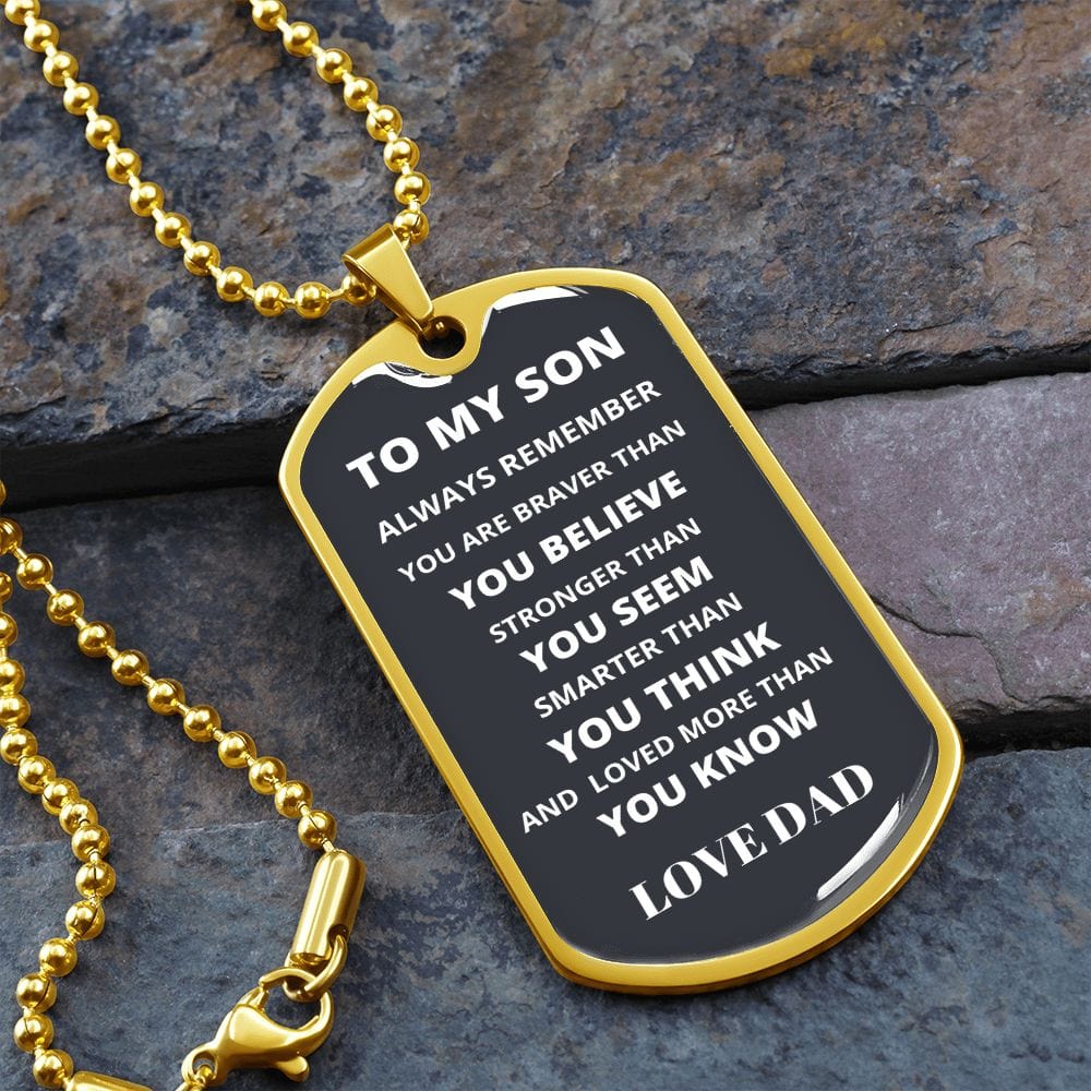 From Dad To Son- Luxury Military-Style Dog Tag And Chain