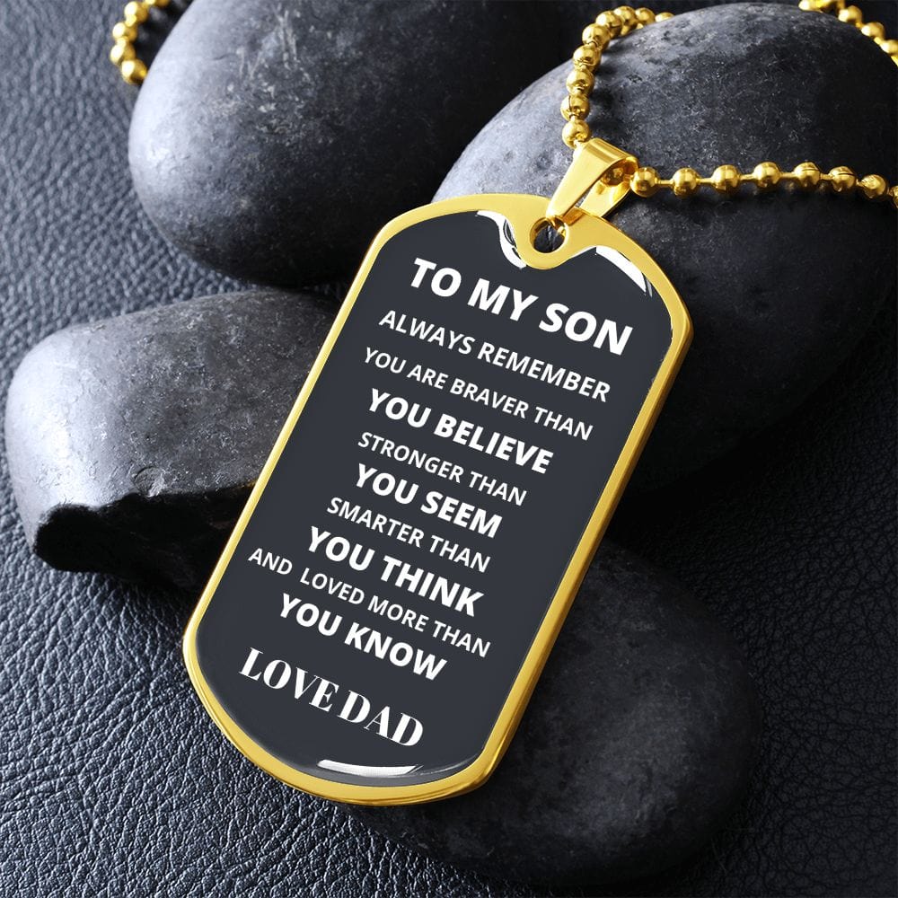 From Dad To Son- Luxury Military-Style Dog Tag And Chain