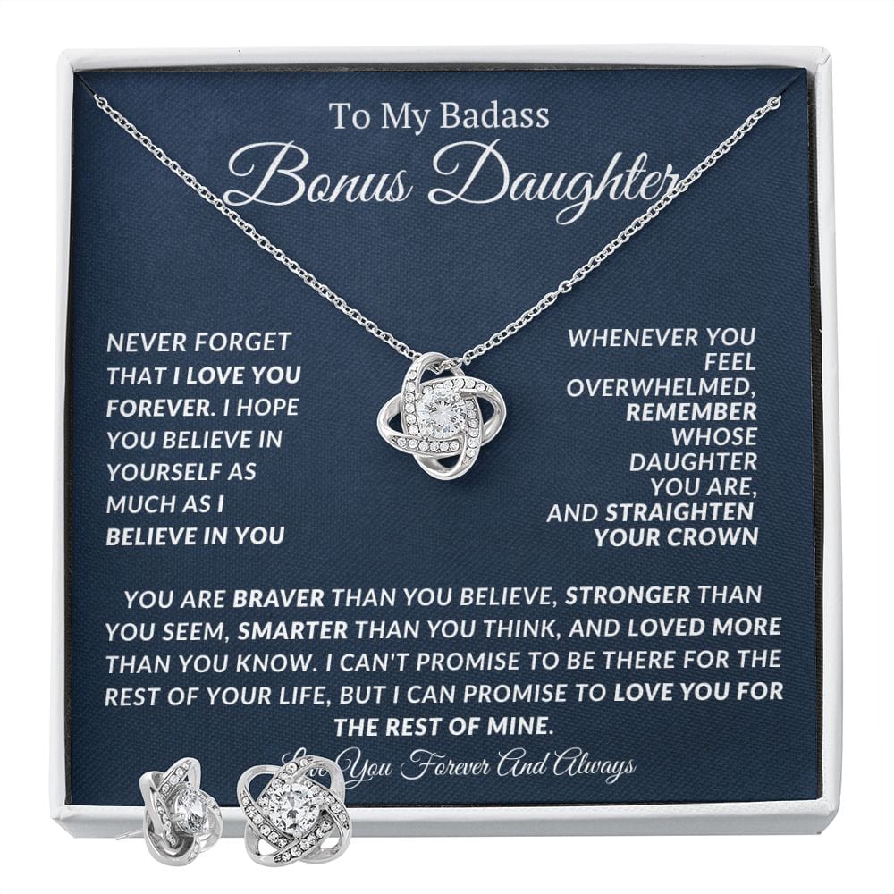 Bonus Daughter Love Knot Earring And Necklace Set