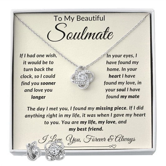 Love Knot Earring And Necklace Set- Soulmate