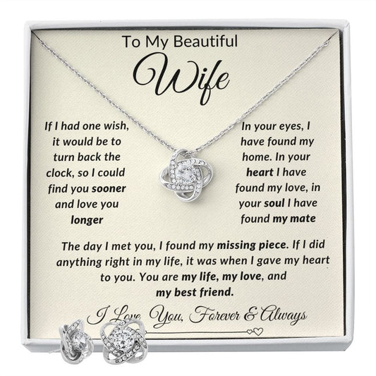 Love Knot Earring & Necklace Set- Wife