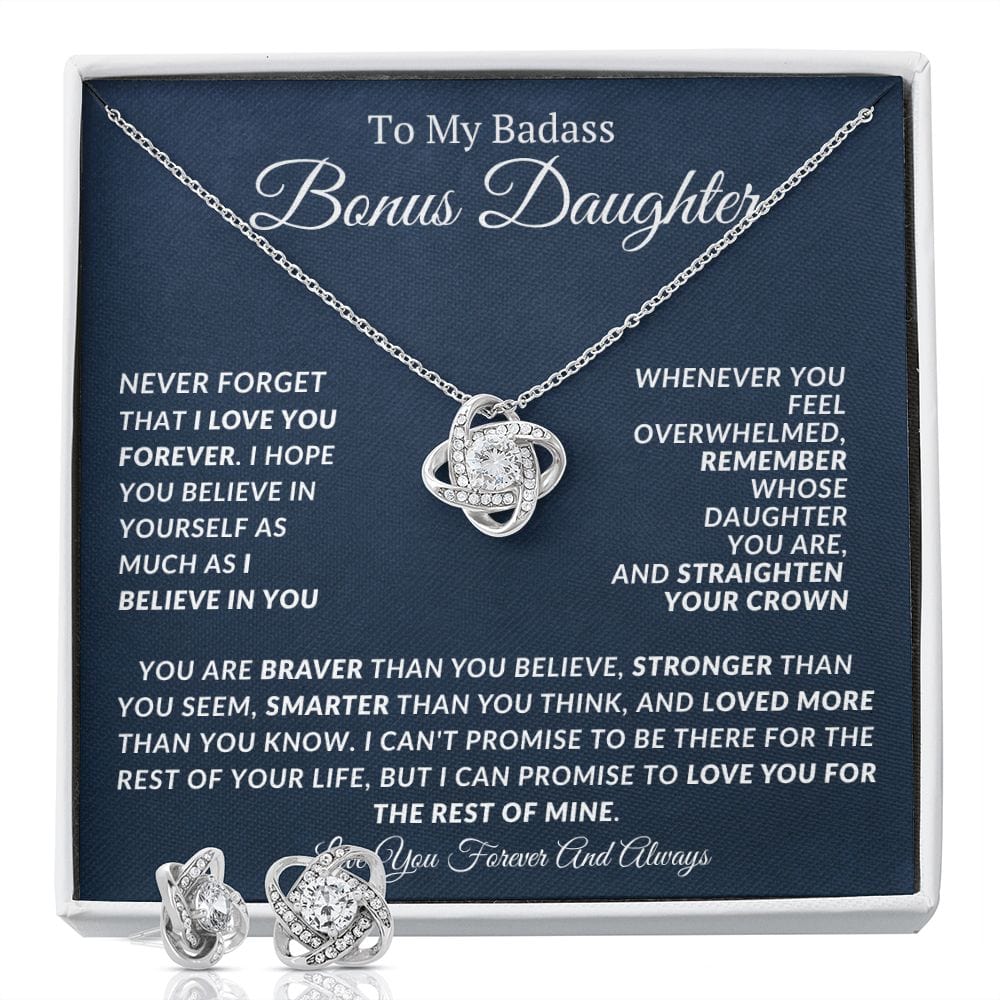 Bonus Daughter Love Knot Earring And Necklace Set