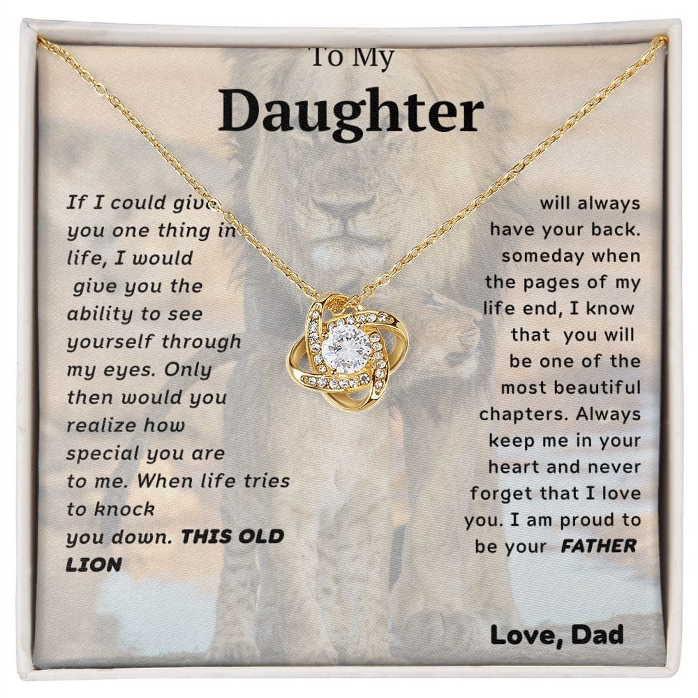 For My Daughter Love Knot Necklace- Lion And Cub