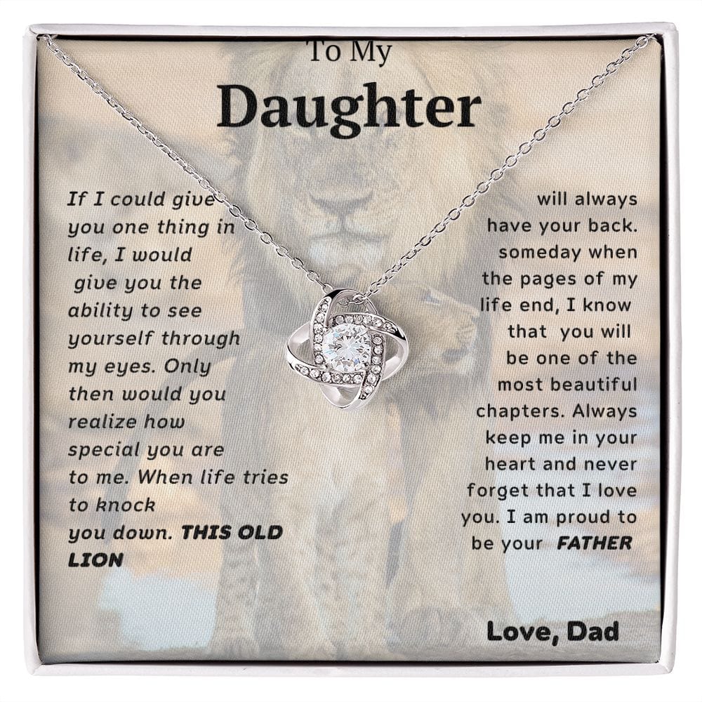 For My Daughter Love Knot Necklace- Lion And Cub