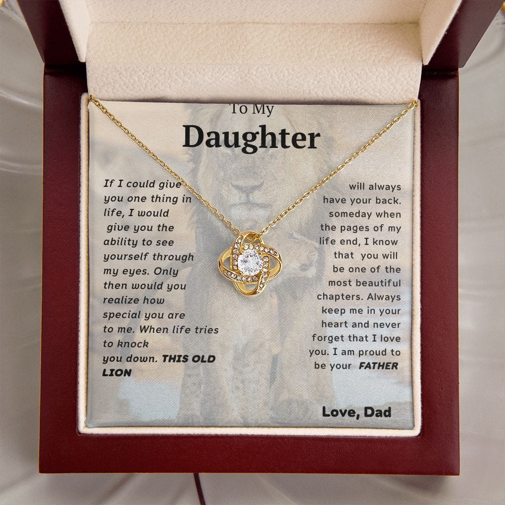 For My Daughter Love Knot Necklace- Lion And Cub