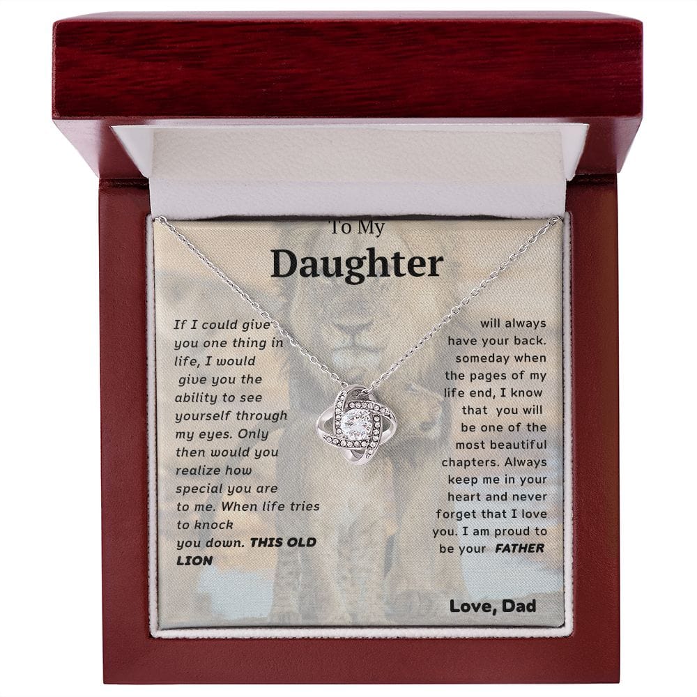 For My Daughter Love Knot Necklace- Lion And Cub