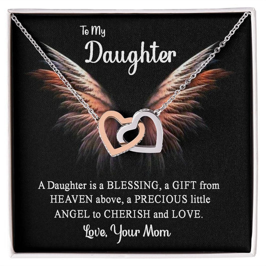 A Daughter Is A Blessing. Interlocking Hearts Necklace