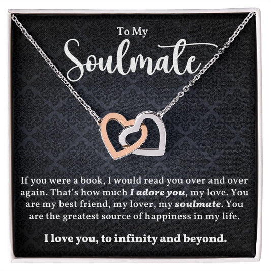 Soulmate- I Love You To Infinity And Beyond- Interlocking Hearts Necklace