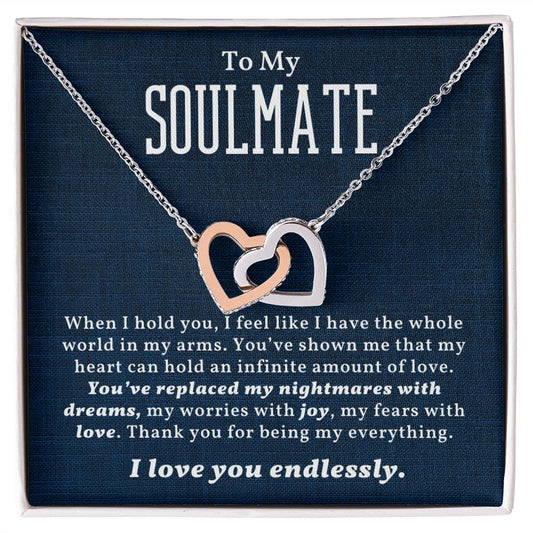 Soulmate I Love You Endlessly- Interlocking Hearts Necklace