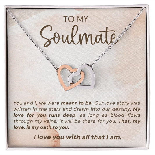 Soulmate- We Were Meant To Be-  Interlocking Hearts Necklace