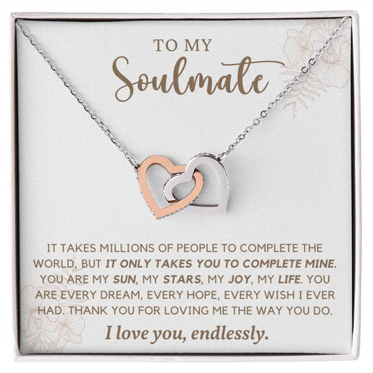 Soulmate- It Only Takes You- Interlocking Hearts Necklace