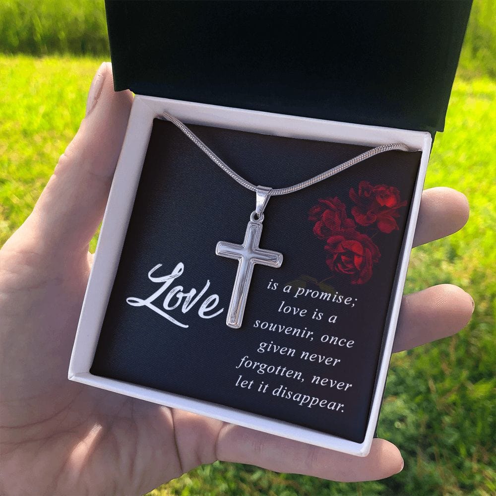 Love Is A Promise- Stainless Steel Cross Necklace W/ Snake Chain