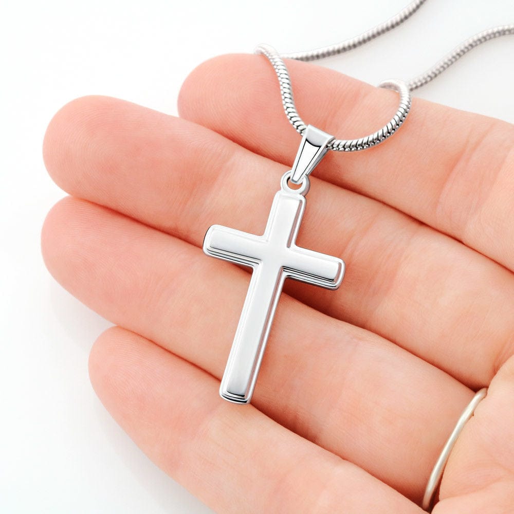 Accept What Is, Let Go Of What Was- Stainless Steel Cross Necklace W/ Snake Chain