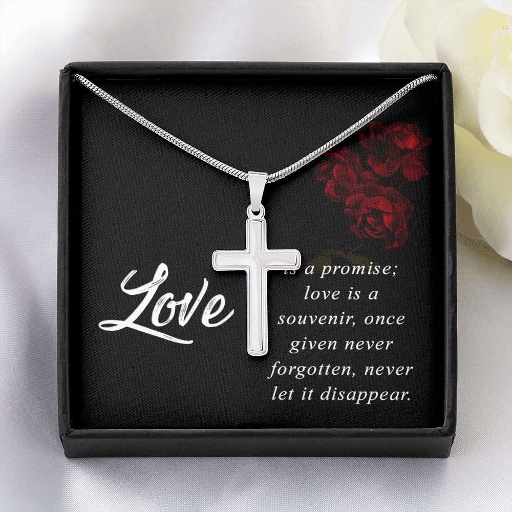 Love Is A Promise- Stainless Steel Cross Necklace W/ Snake Chain