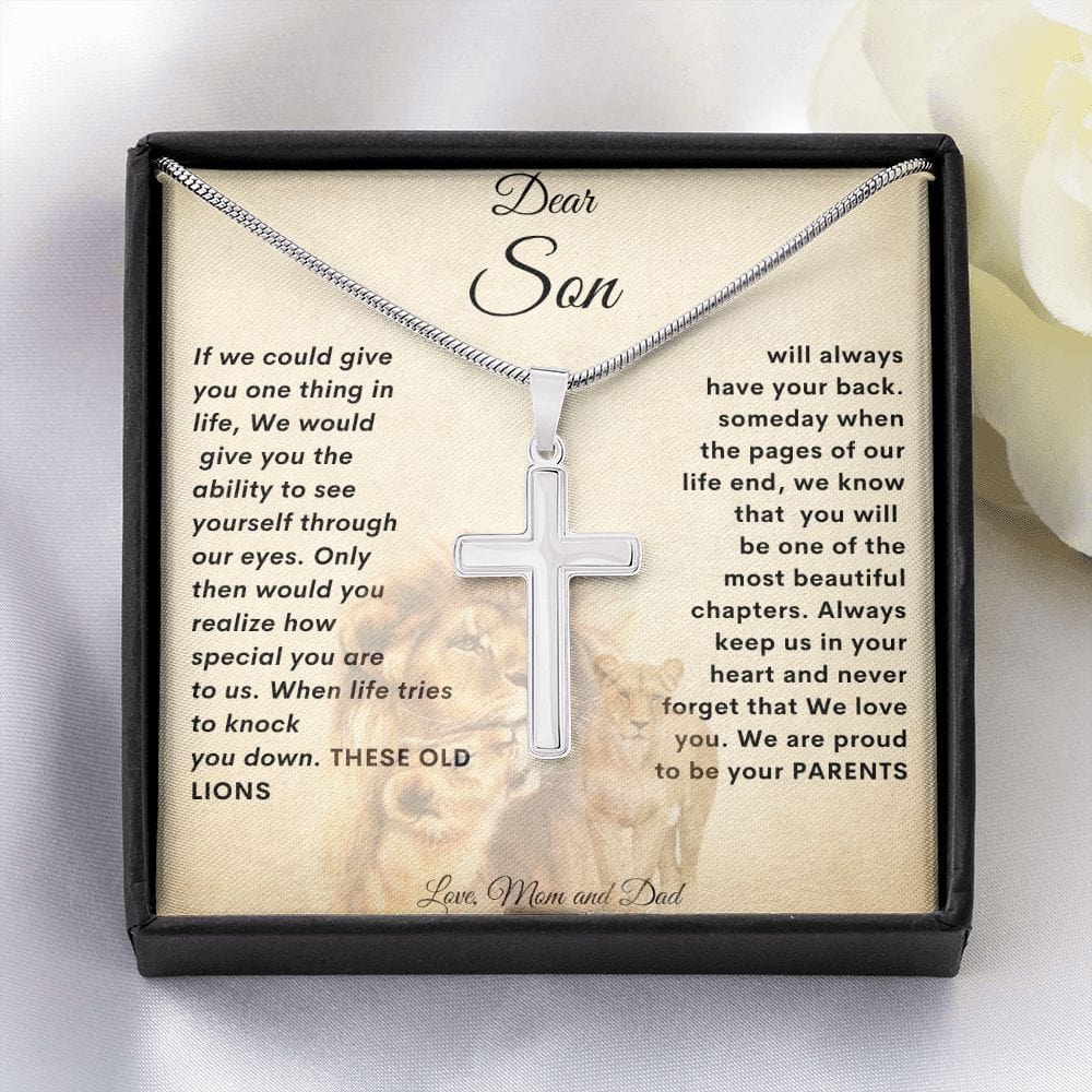 Stainless Cross Necklace - Son- From Mom and Dad