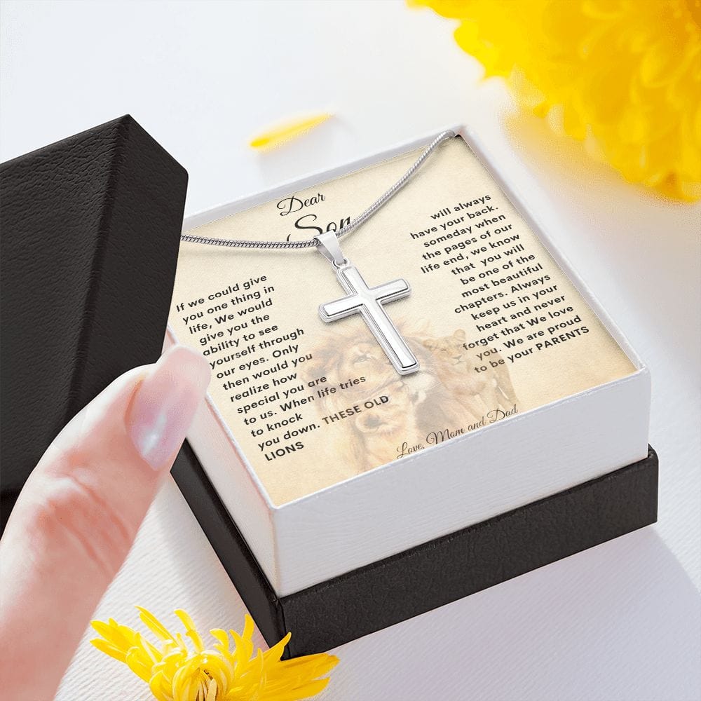 Stainless Cross Necklace - Son- From Mom and Dad