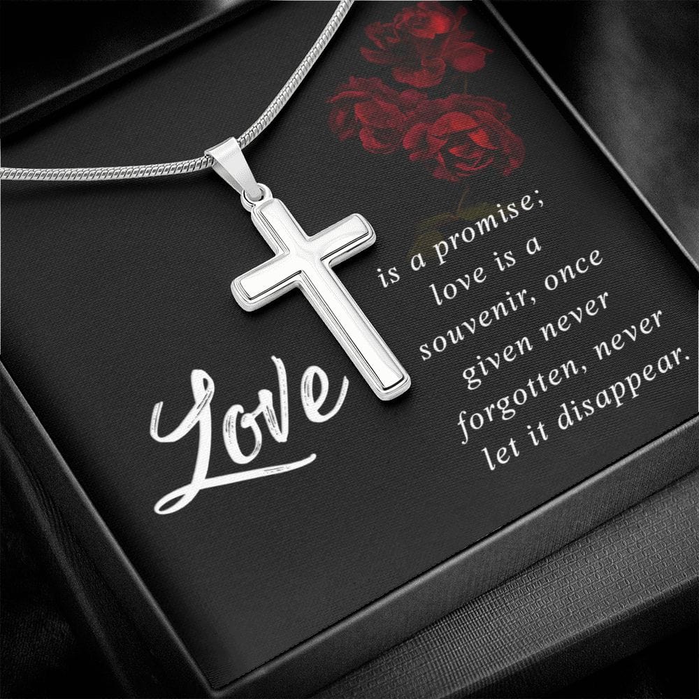 Love Is A Promise- Stainless Steel Cross Necklace W/ Snake Chain