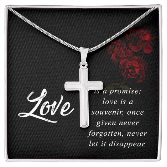 Love Is A Promise- Stainless Steel Cross Necklace W/ Snake Chain