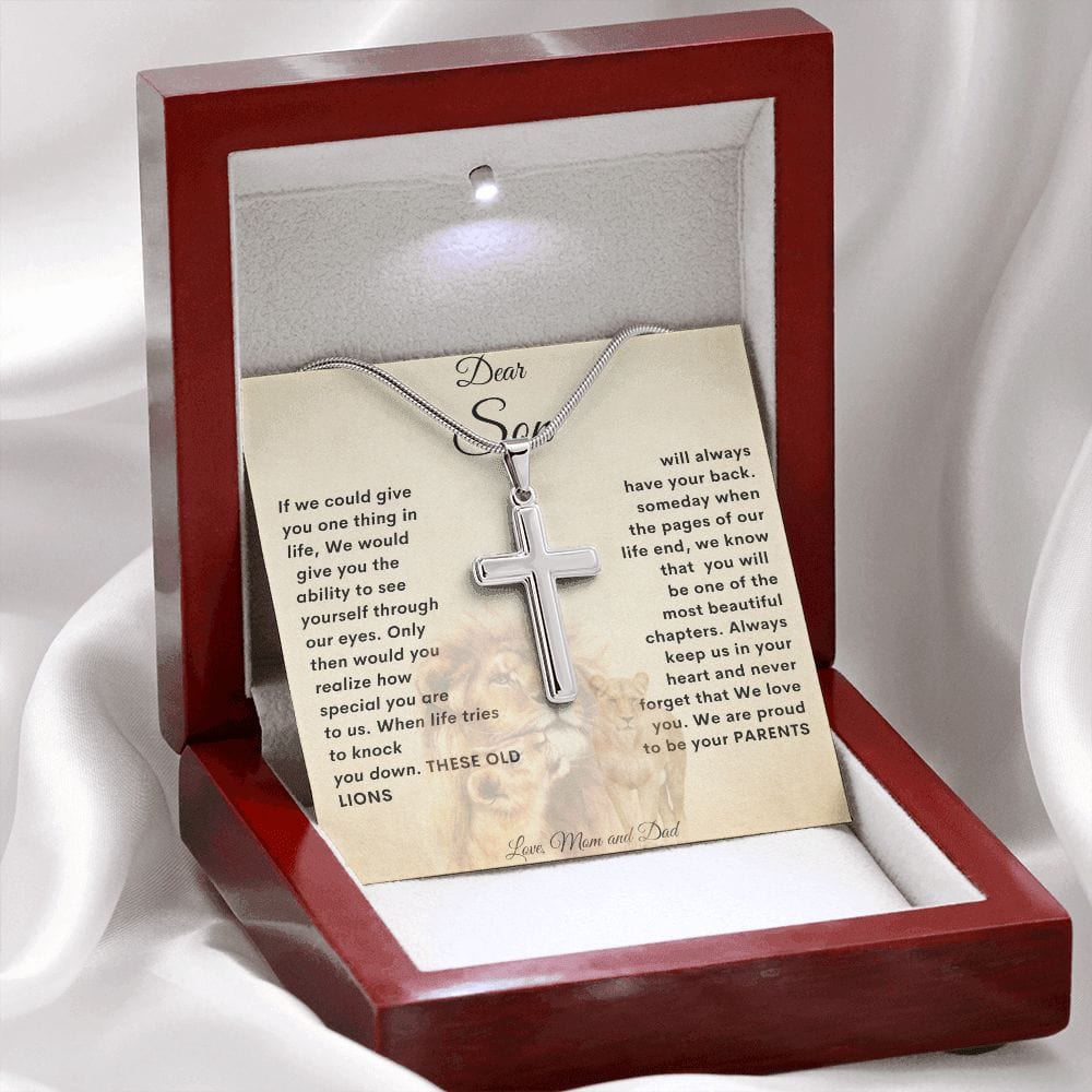 Stainless Cross Necklace - Son- From Mom and Dad