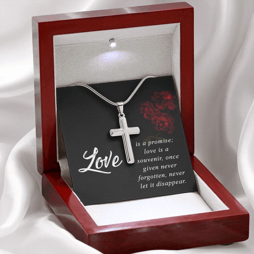 Love Is A Promise- Stainless Steel Cross Necklace W/ Snake Chain