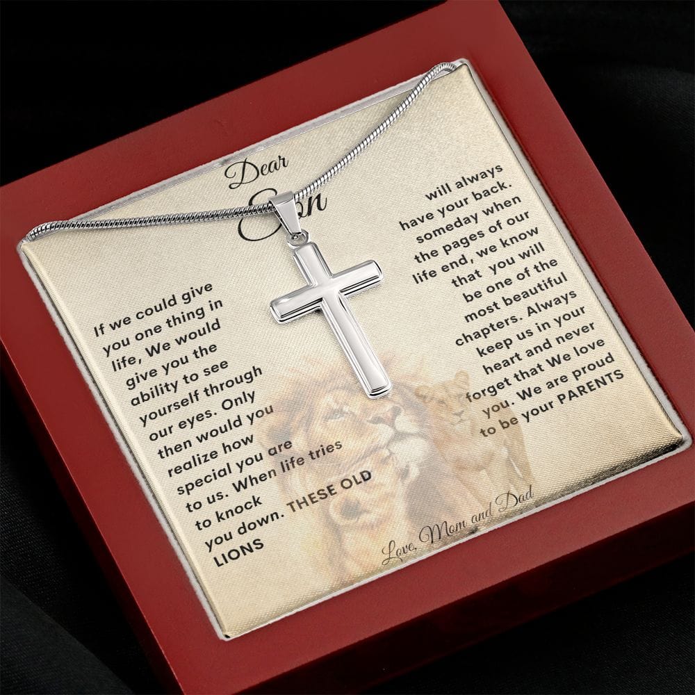 Stainless Cross Necklace - Son- From Mom and Dad